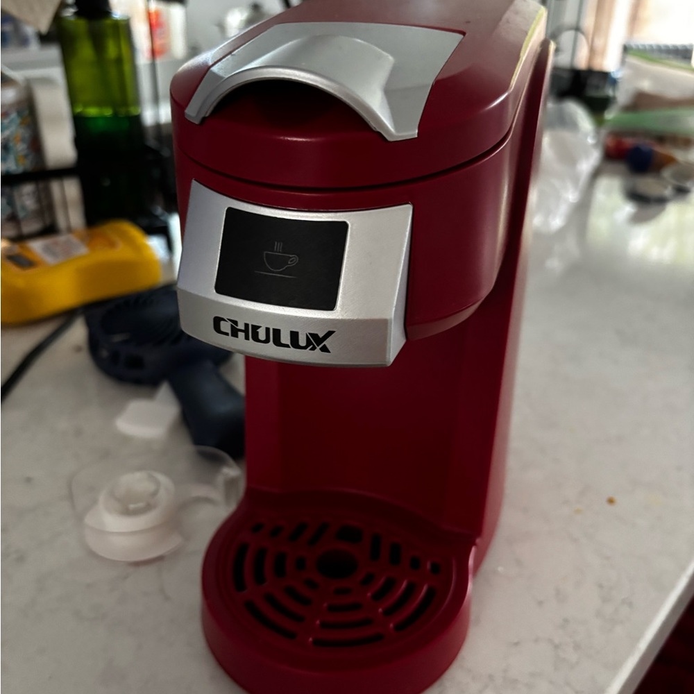 Red and Silver Compact Single Serve Coffee Maker